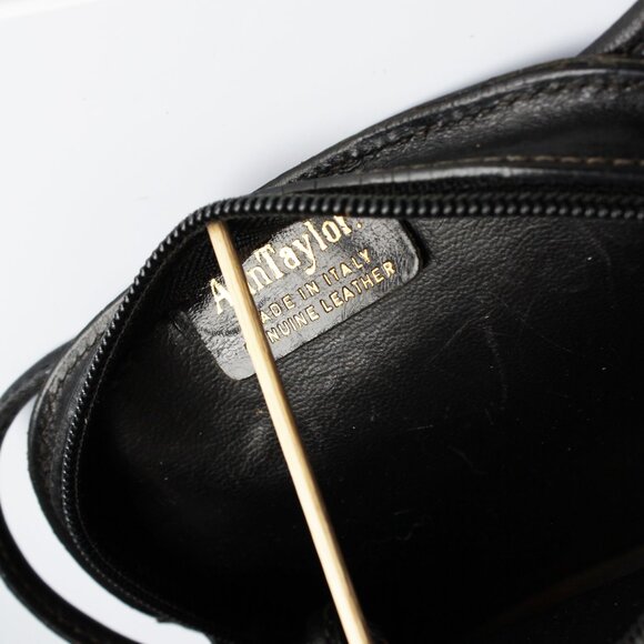 Vintage Ann Taylor Black Leather Bag Crossbody Purse Box Calfskin - Picture 9 of 9